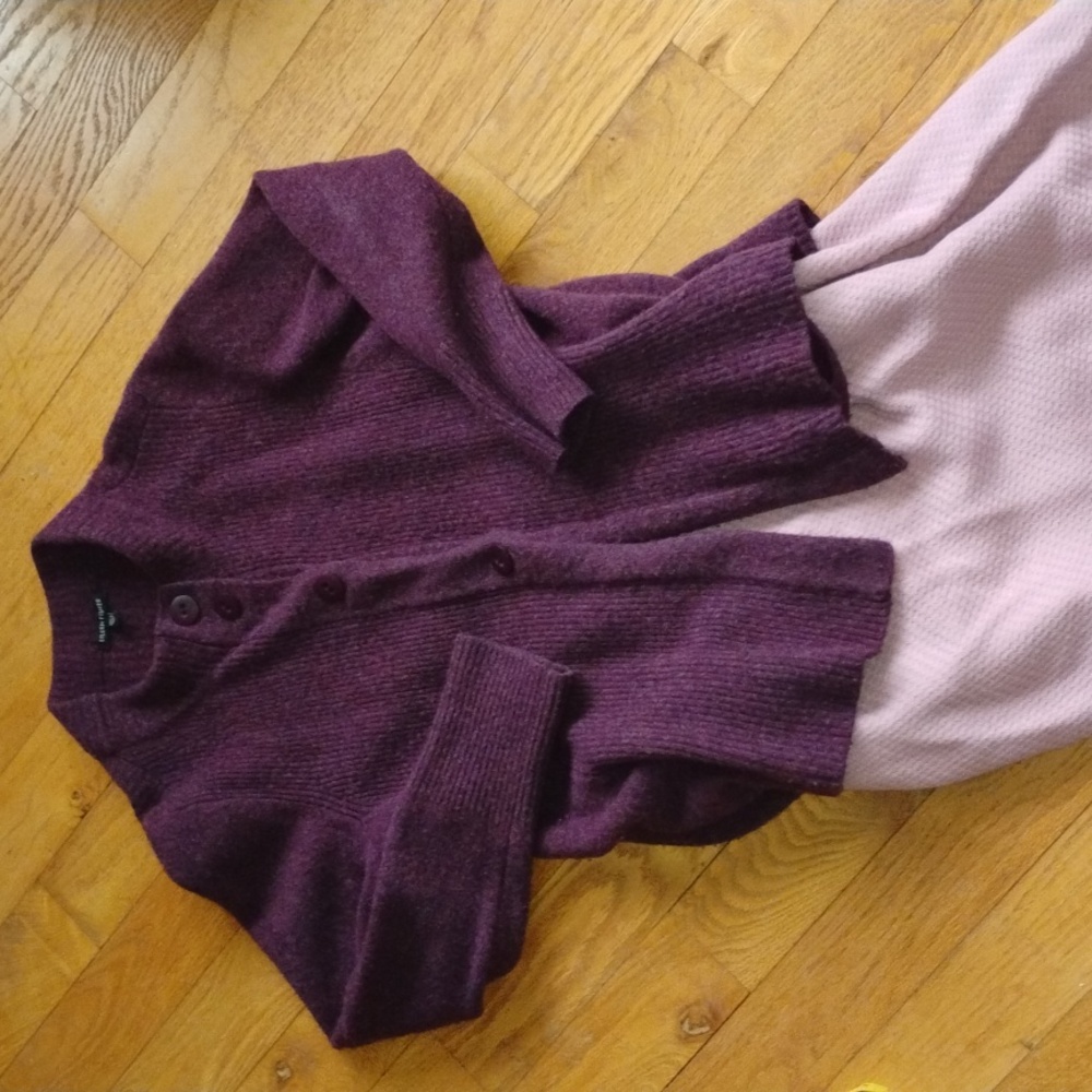 🎆 Cashmere EILEEN FISCHER BLEND CARDIGAN Amethyst SCULPTED HEMLINE